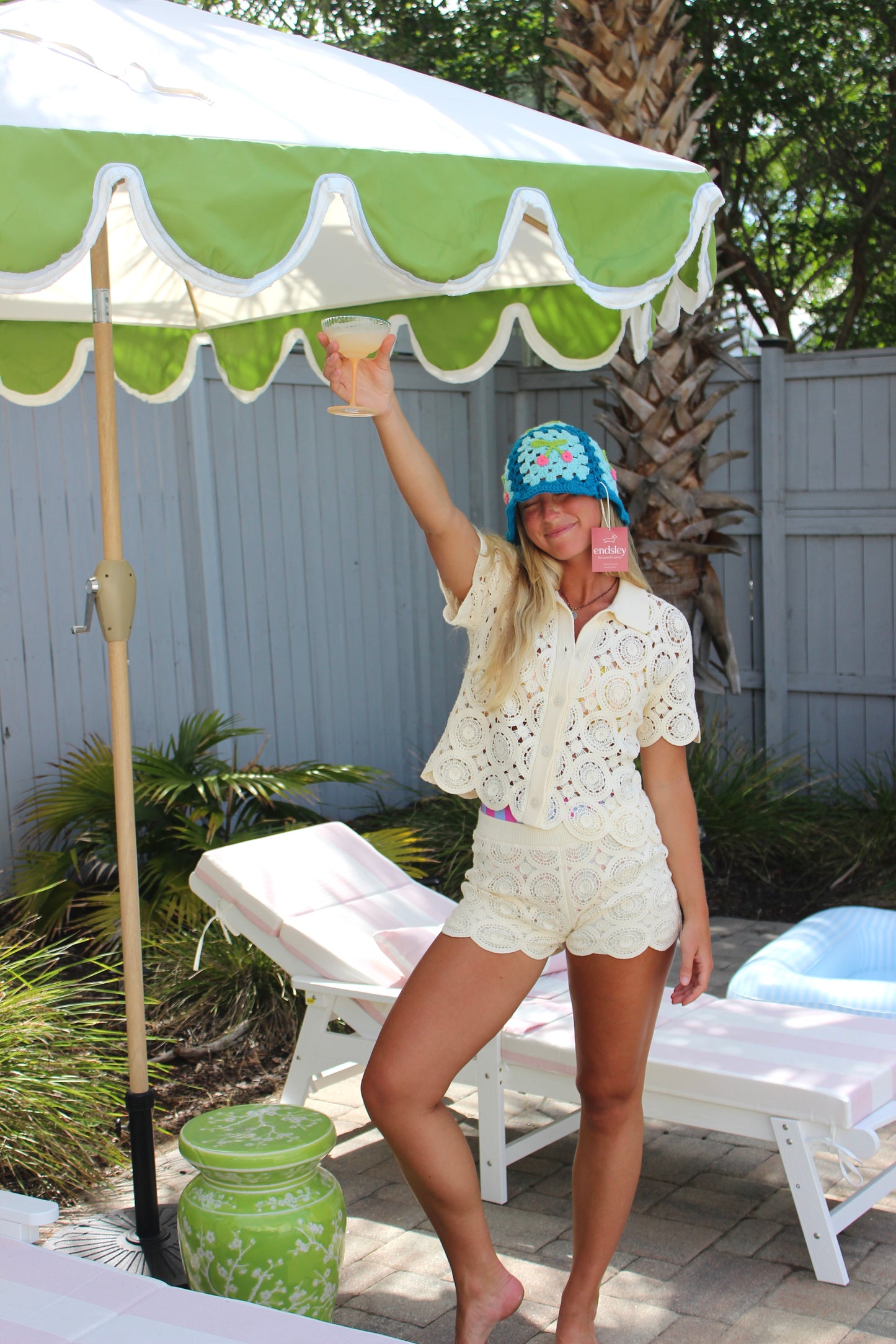 Le Bop | Crochet Polo + Short Set , XS / S