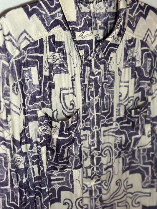 Anthropologie | Purple & White Abstract Long Sleeve