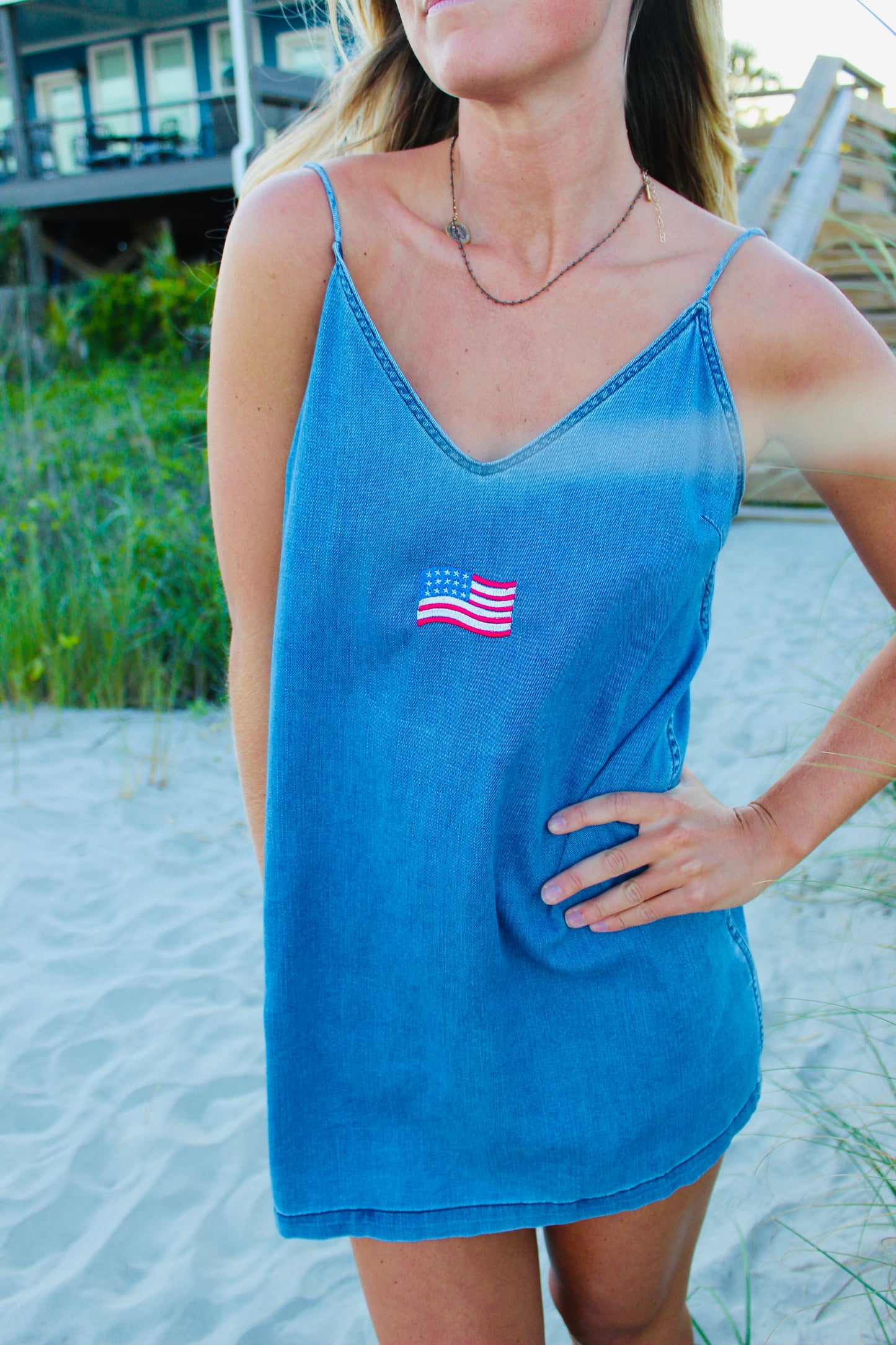 Endsley | American Flag Denim Mini Dress, S/M