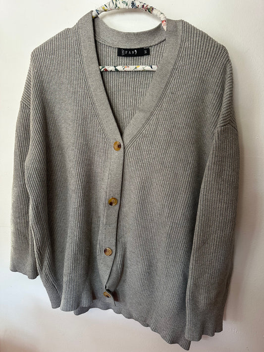 E Fan | Gray Button Down Sweater