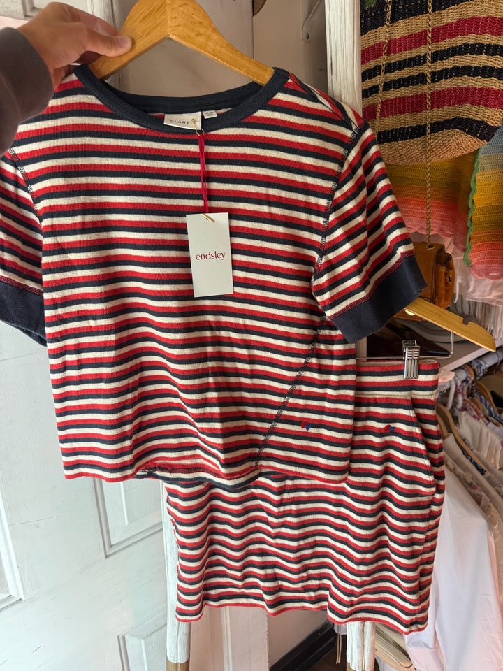 Clare V | Striped Skirt Top Set, S