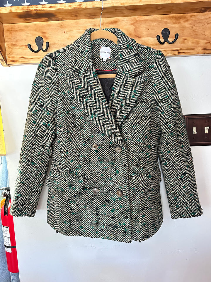 Hunter Bell | Wool Blend Herringbone Half Coat, XS