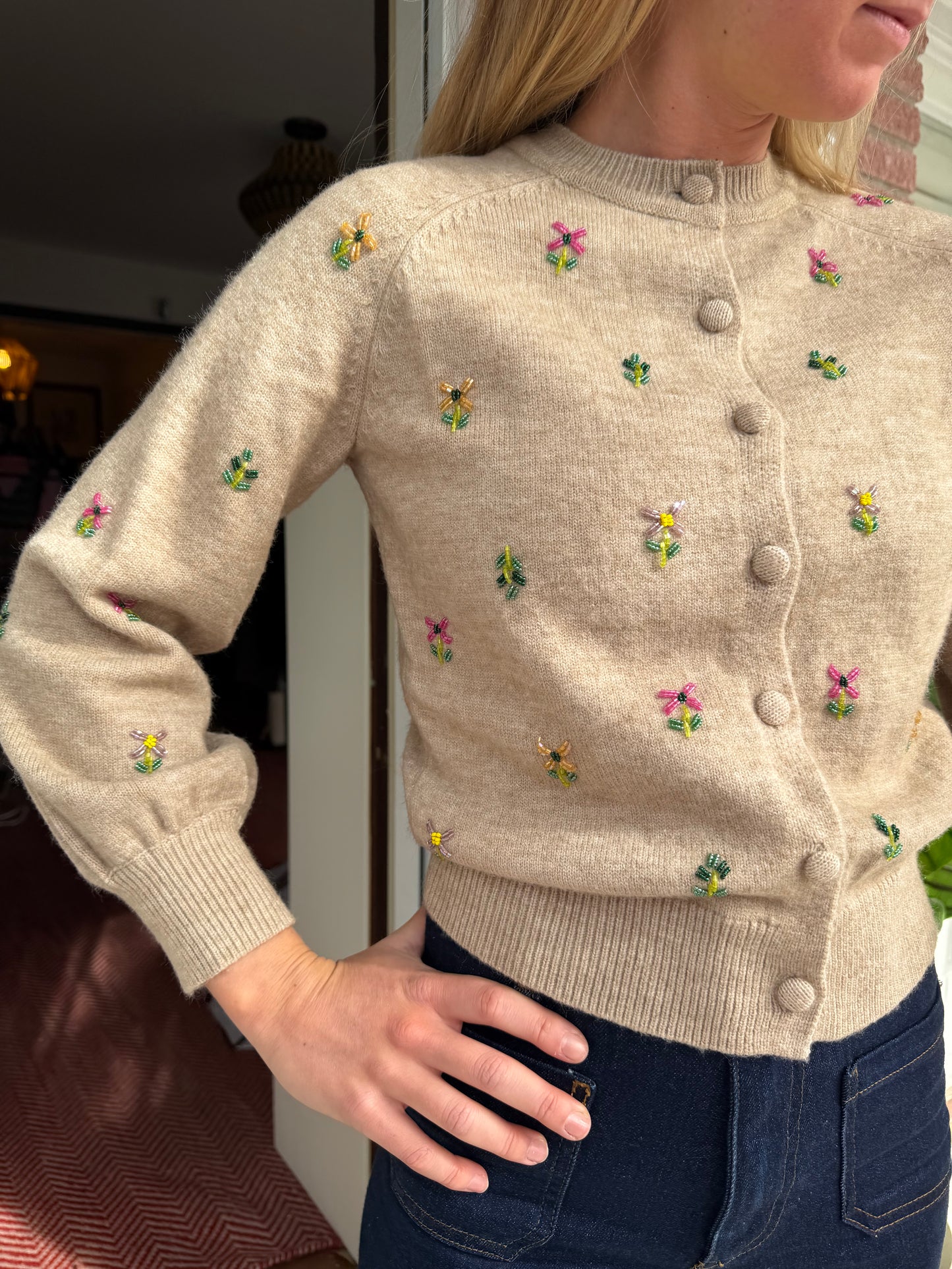 Hyacinth House | Floral Embellishment Elsie Cardigan, XXS