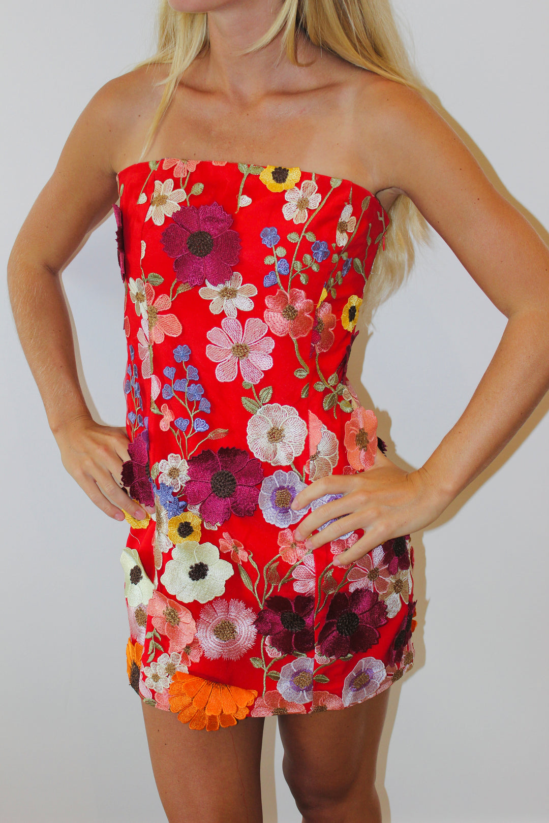 Endless Rose | Floral Embellished Strapless Dress, S