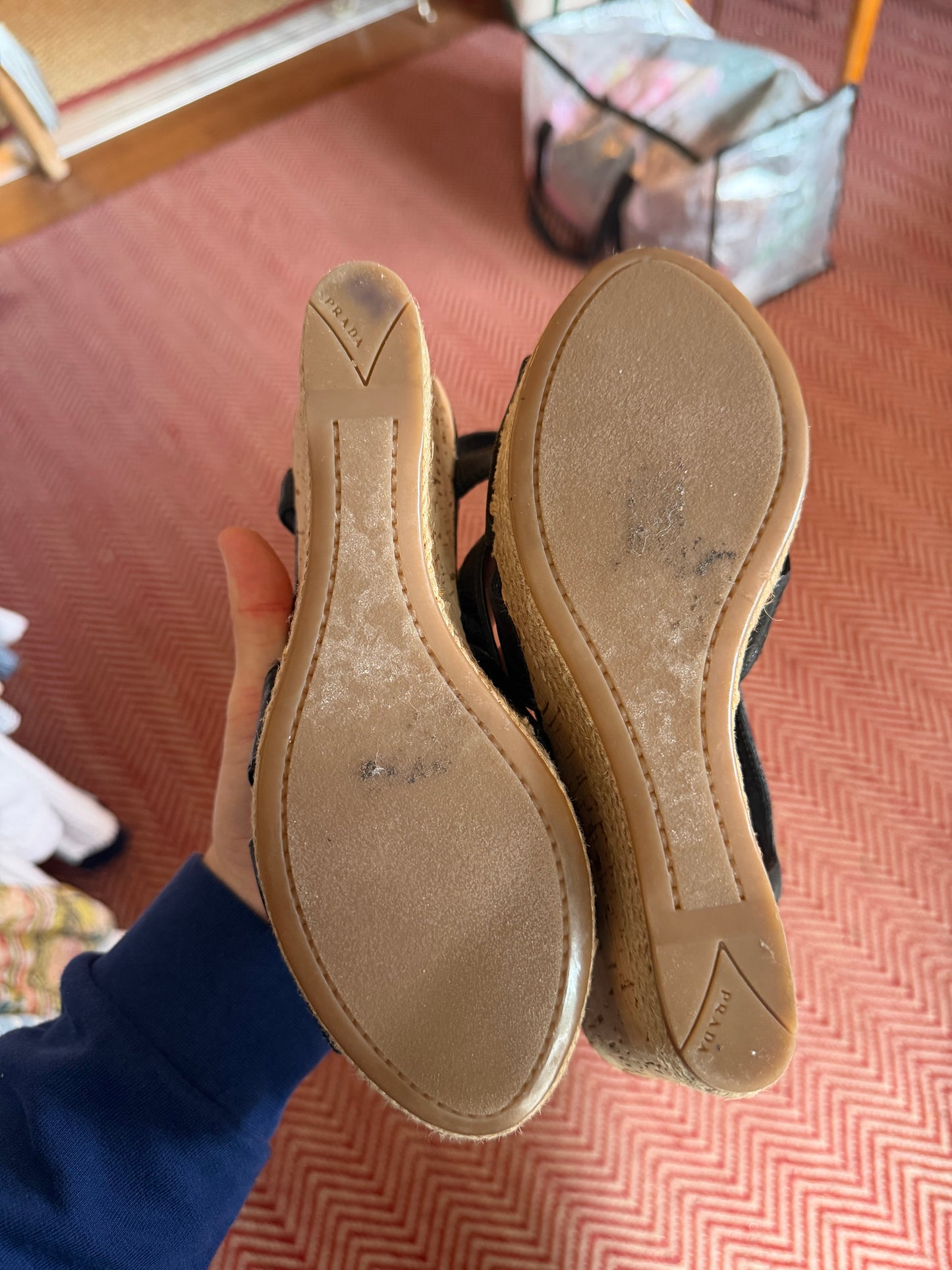 Prada | Patent Leather Cork Wedge, 7.5