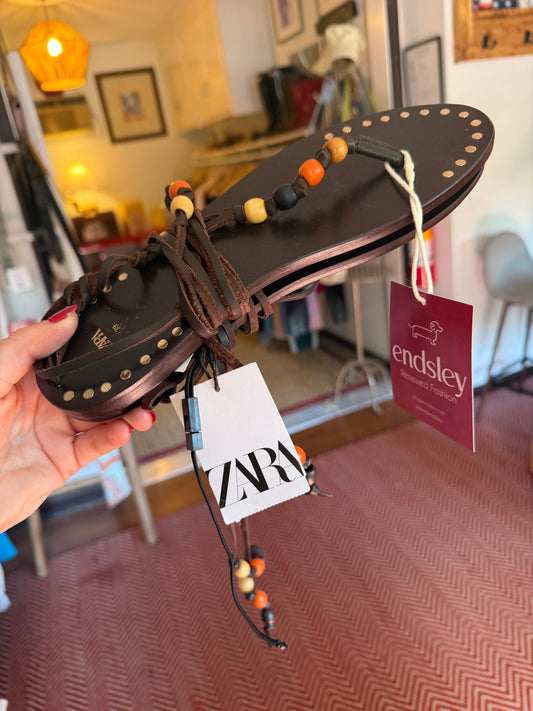 Zara | Strappy Beaded Sandal, 39