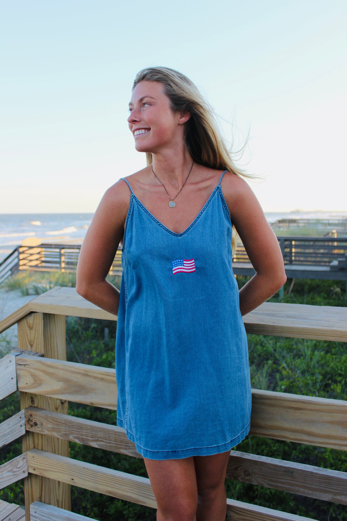 Endsley | American Flag Denim Mini Dress, S/M