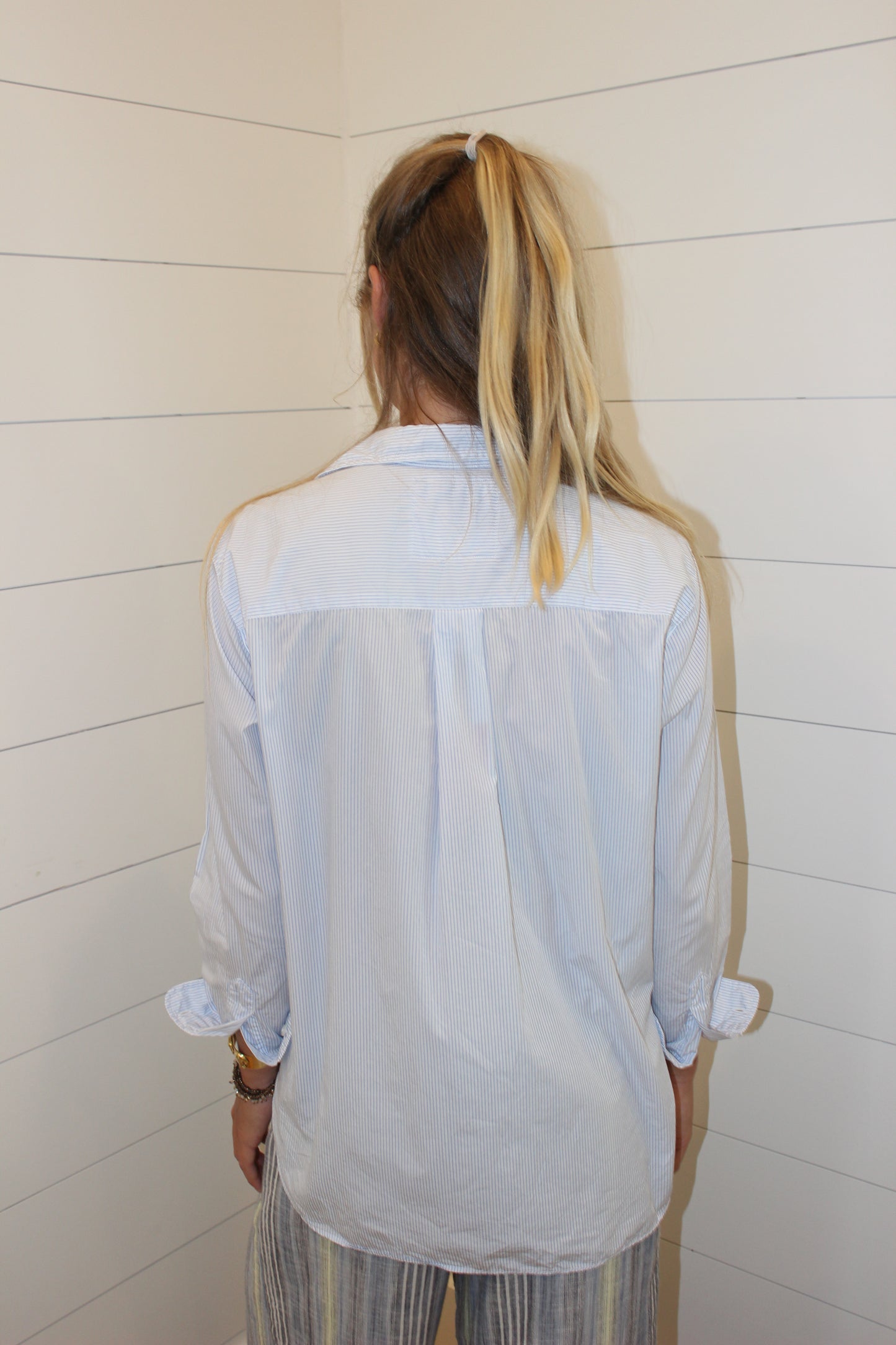 Frank & Eileen | Endsley Pulling Collar Doxie Oversized Striped Button Down, XS