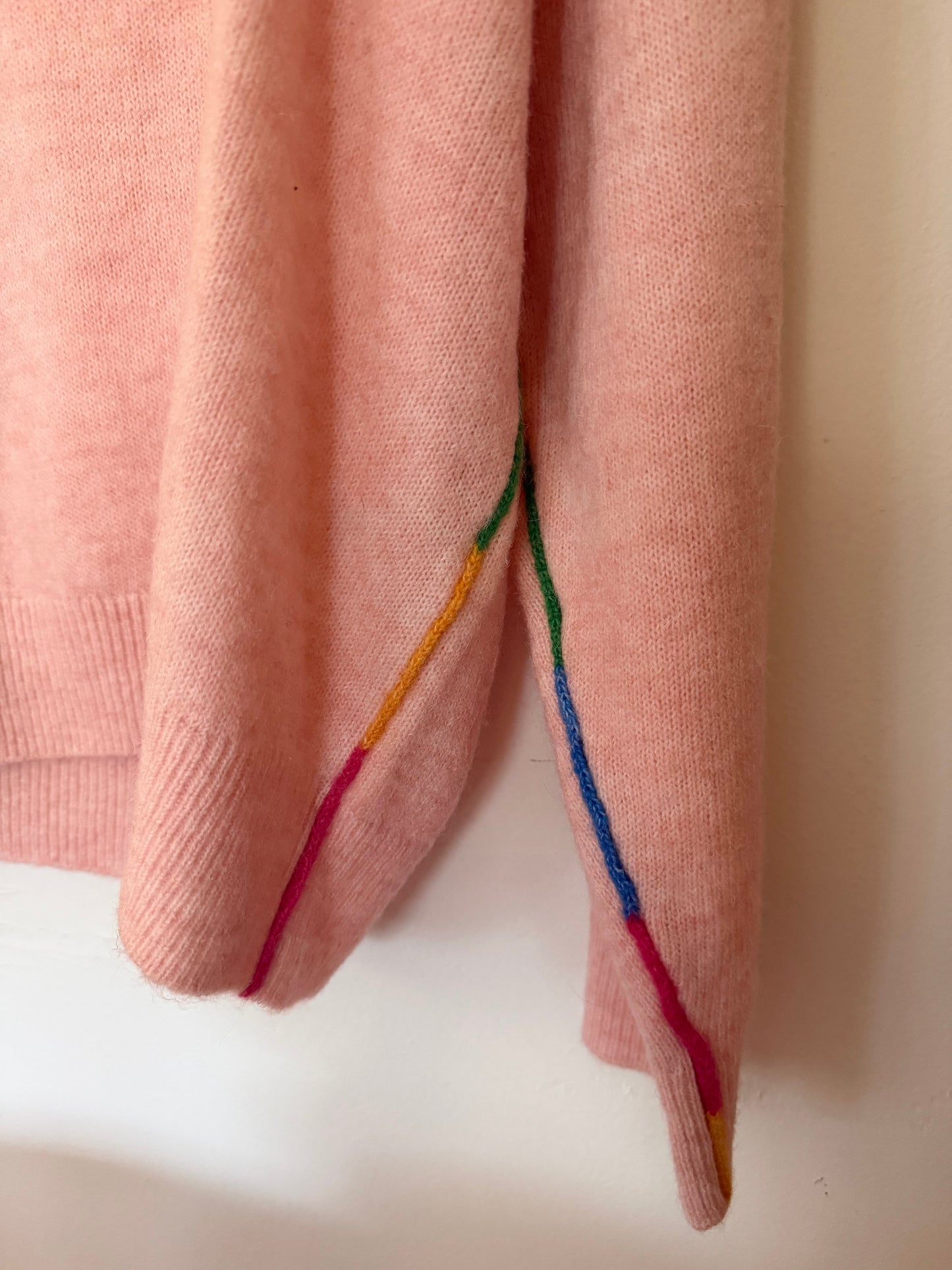 Sundry | Pink Colorful Trim Sweater, 1