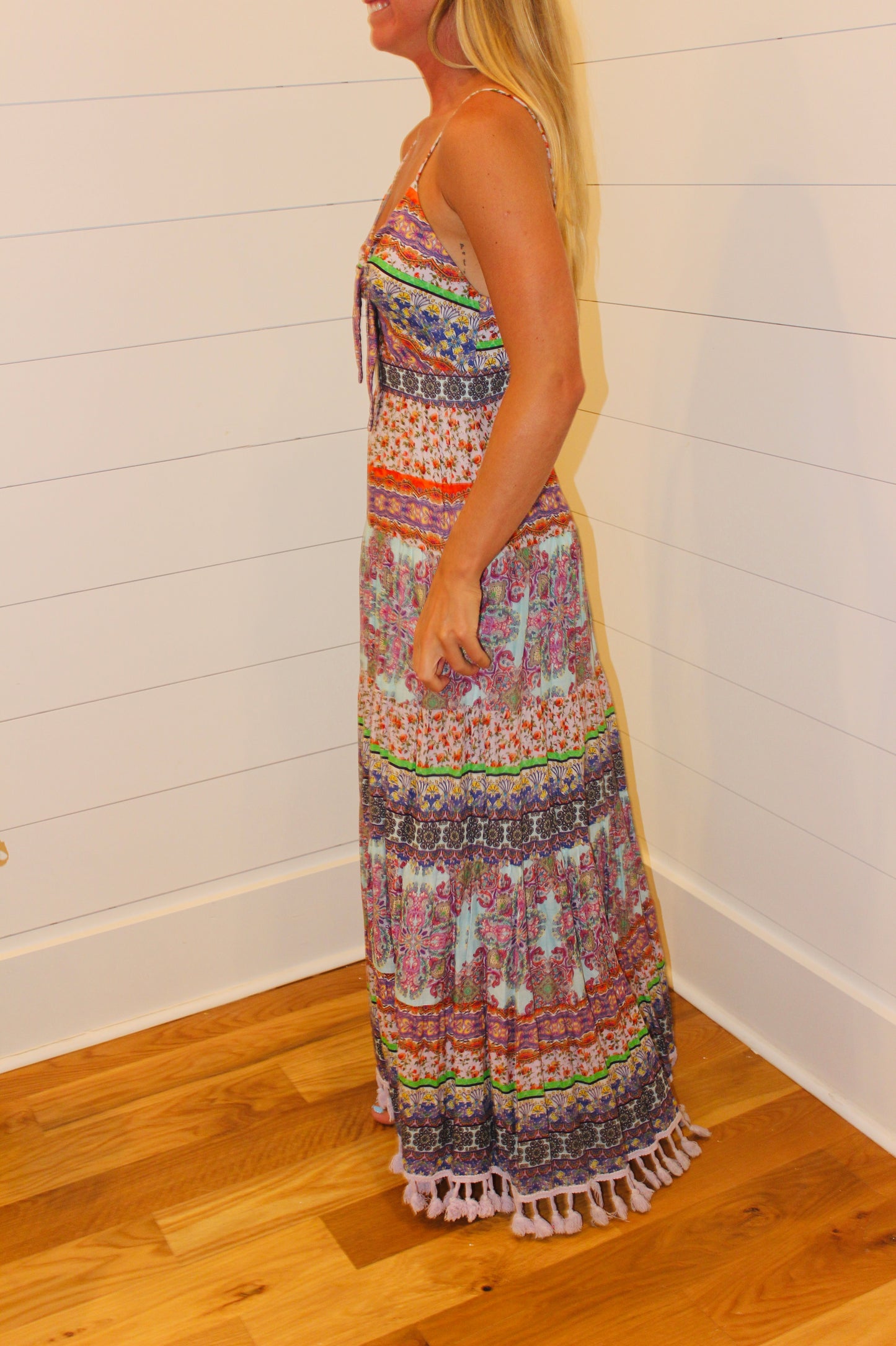 Alice + Olivia | Tassel Trim Maxi Dress, M