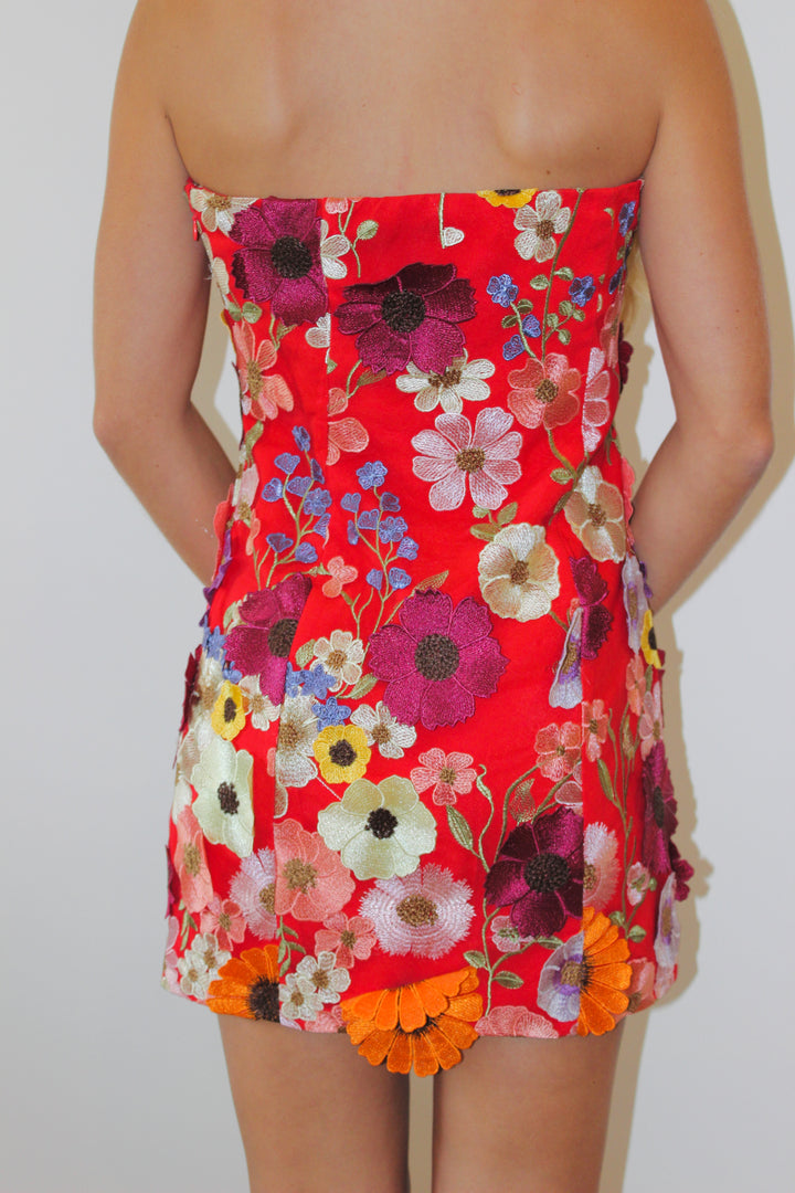 Endless Rose | Floral Embellished Strapless Dress, S