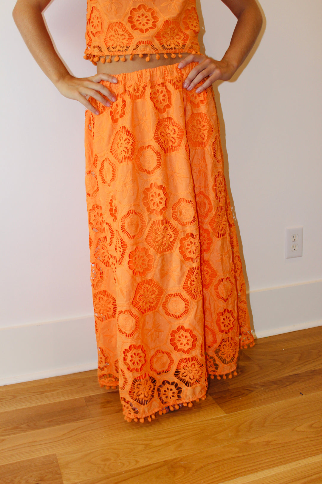 AVARA | Eyelet Maxi Skirt + Top Set, S