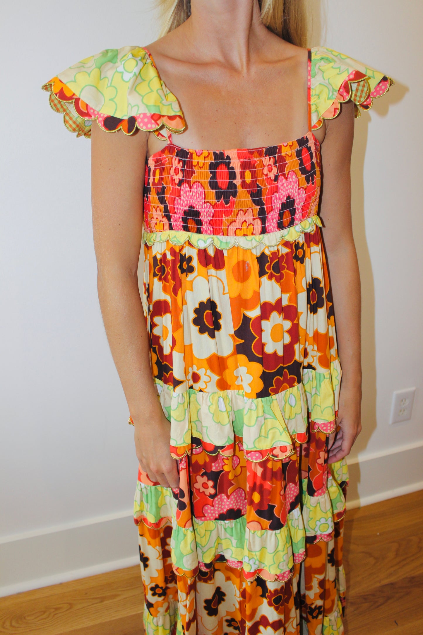 Celia B | Scalloped Sleeveless Maxi Dress, M