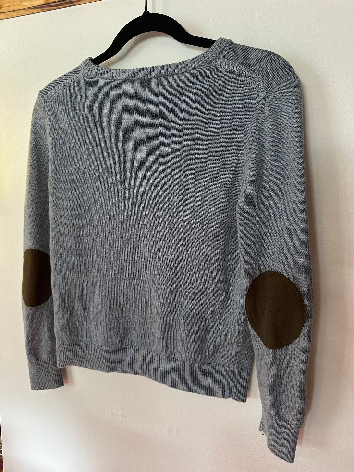 Light Blue Sweater with Suede Elbow Pads