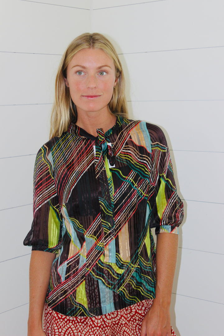 Sheer Striped Button Down