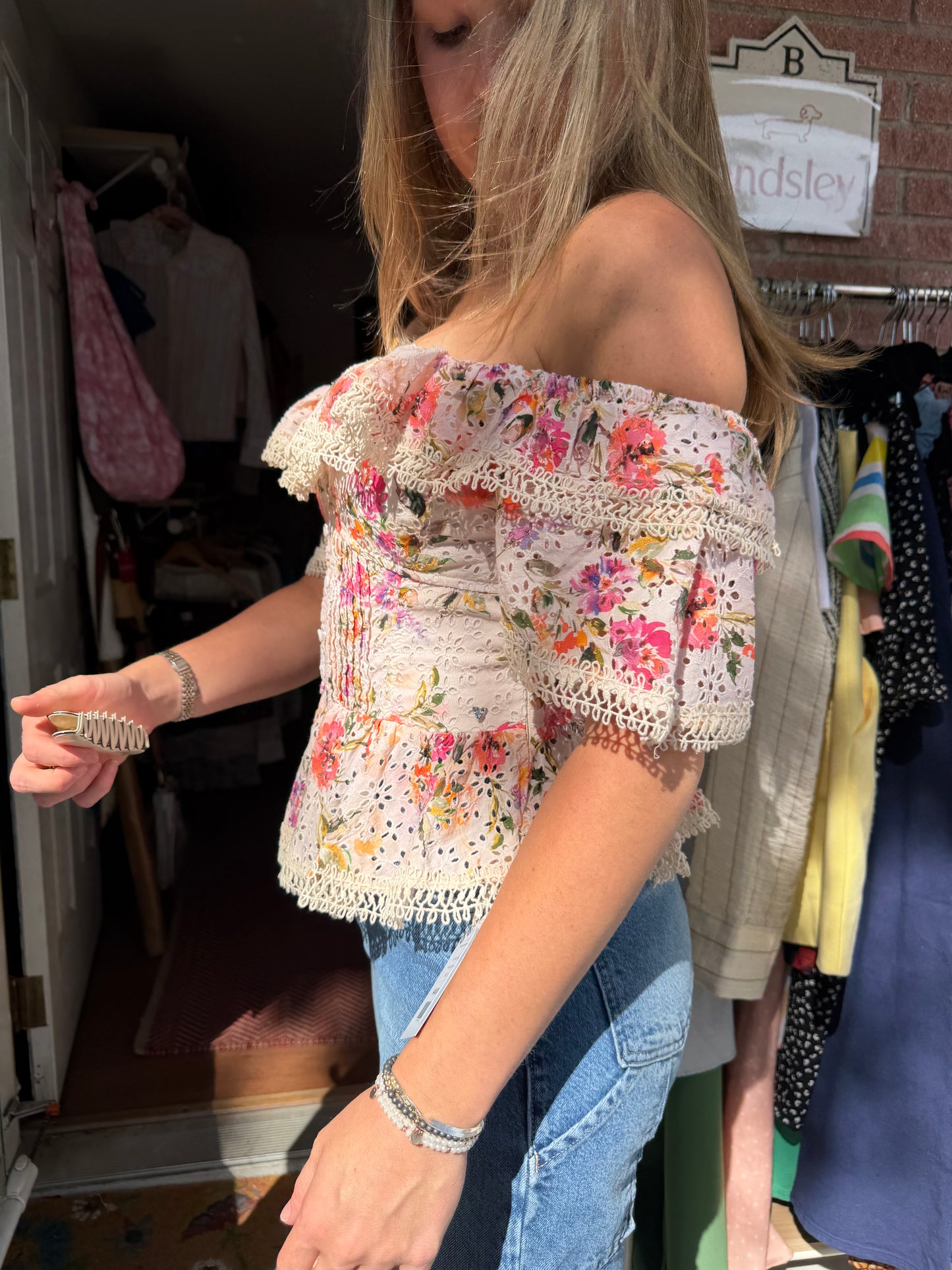 Guess | Off the Shoulder Floral Blouse, XS