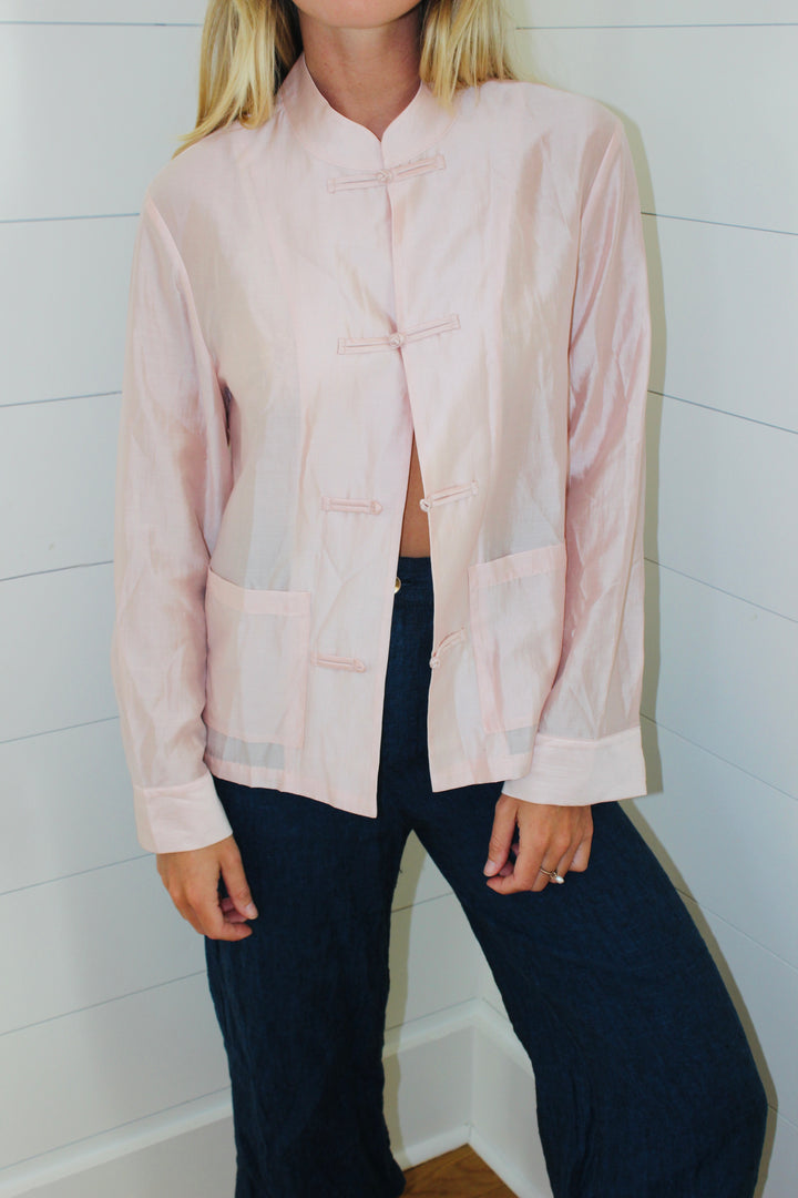 Zara | Satin Frog Clasp Shirt, XS
