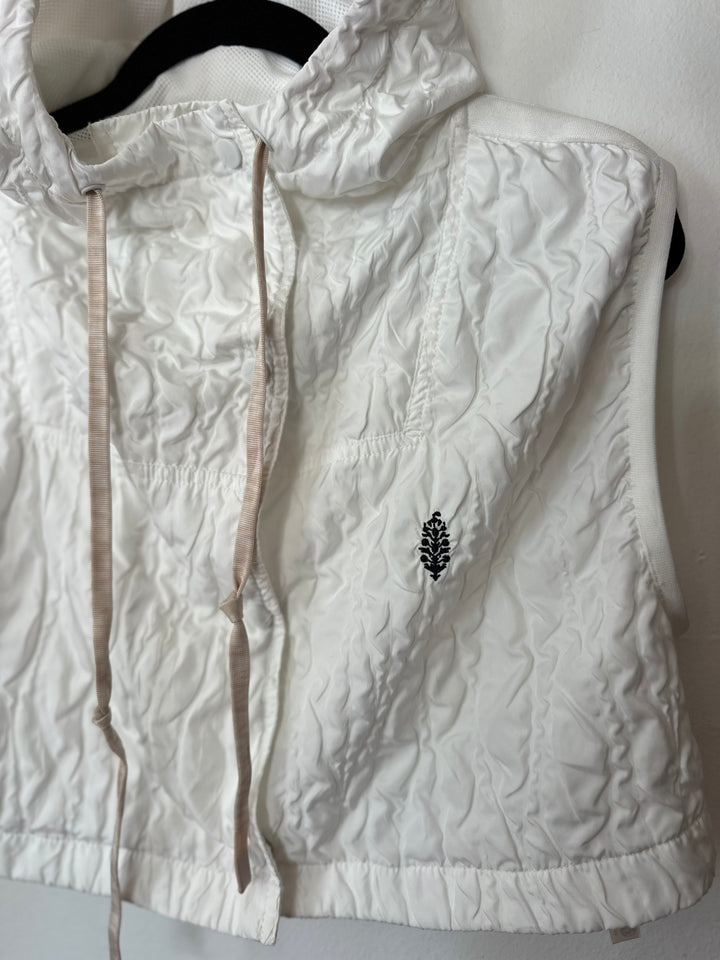 Free People Movement | White Cropped Sleeveless Hoodie, S
