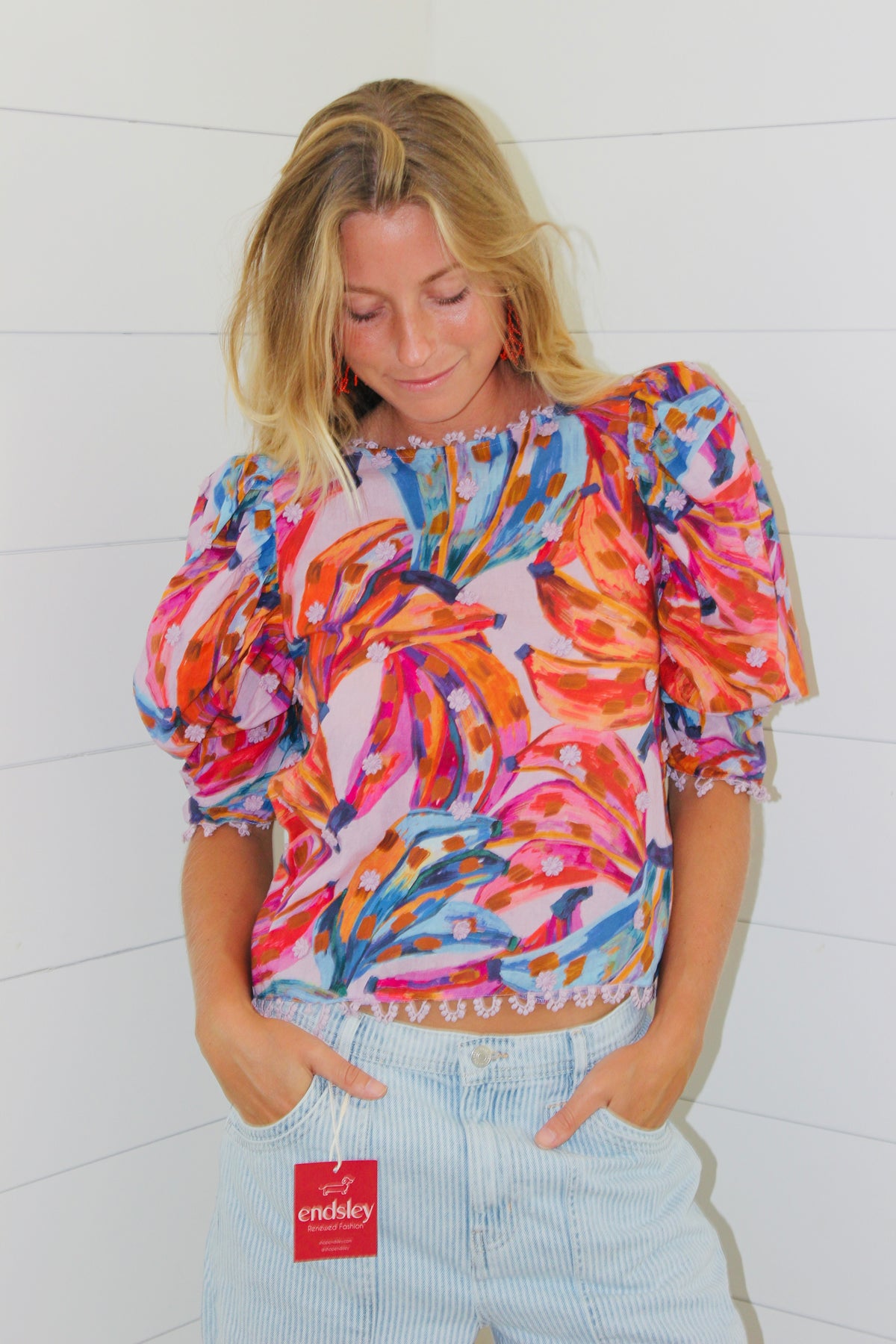 Farm Rio | Puff Sleeve Blouse, XS