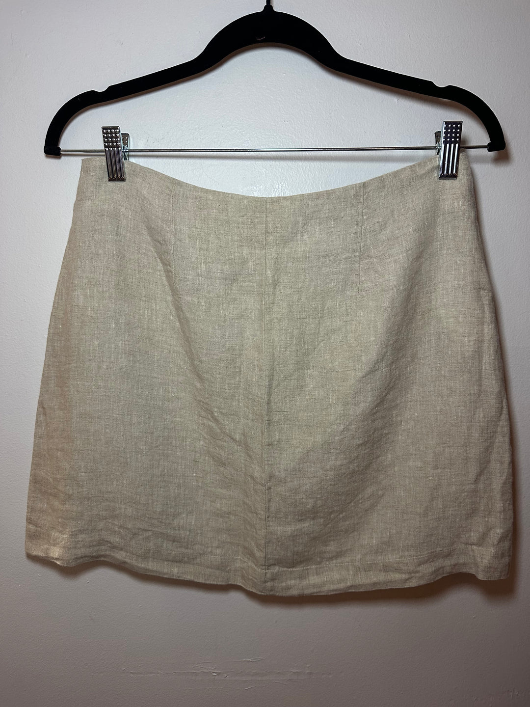 Mango | 100% Linen Tan Button Skirt, XS