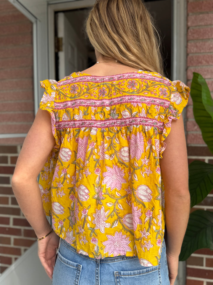 Velvet | 100% Cotton Flowy Floral Top, XS