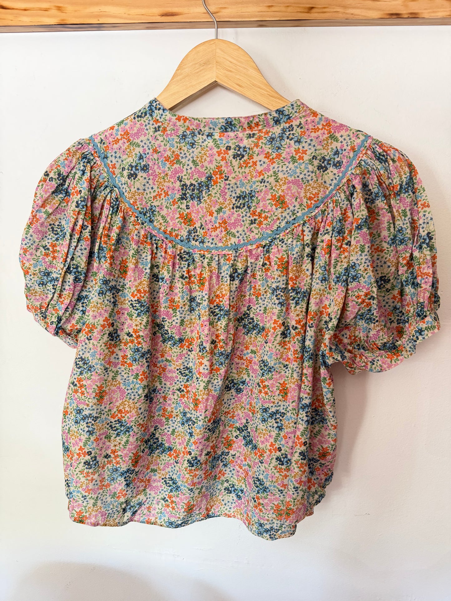 Doen | Floral Puff Sleeve Top, M