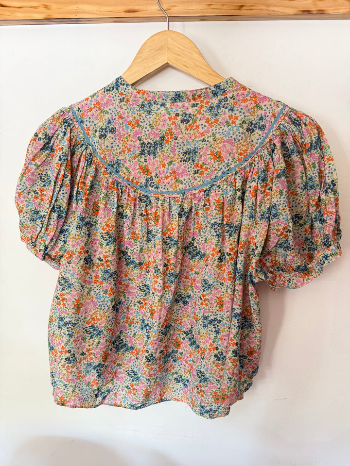 Doen | Floral Puff Sleeve Top, M