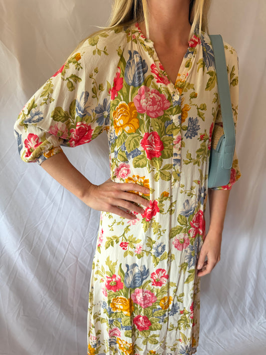 Zara | Floral Printed Midi Dress, XS