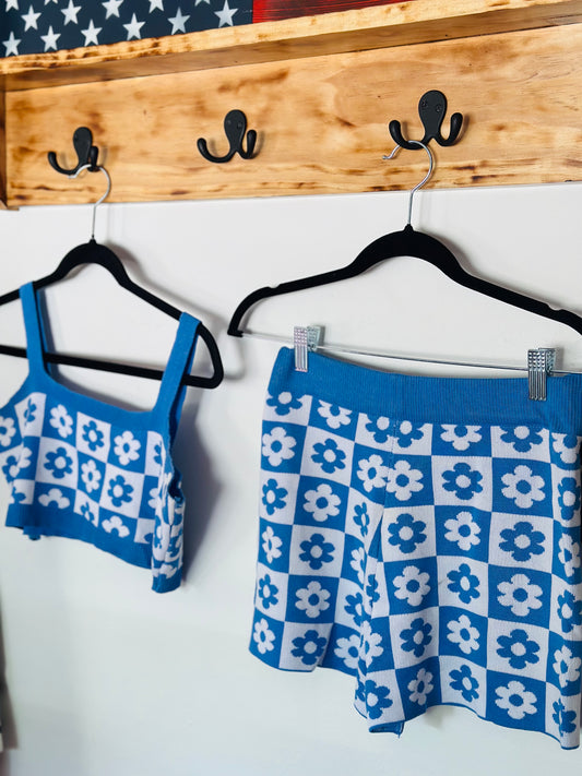 Blue Floral Stretchy Set