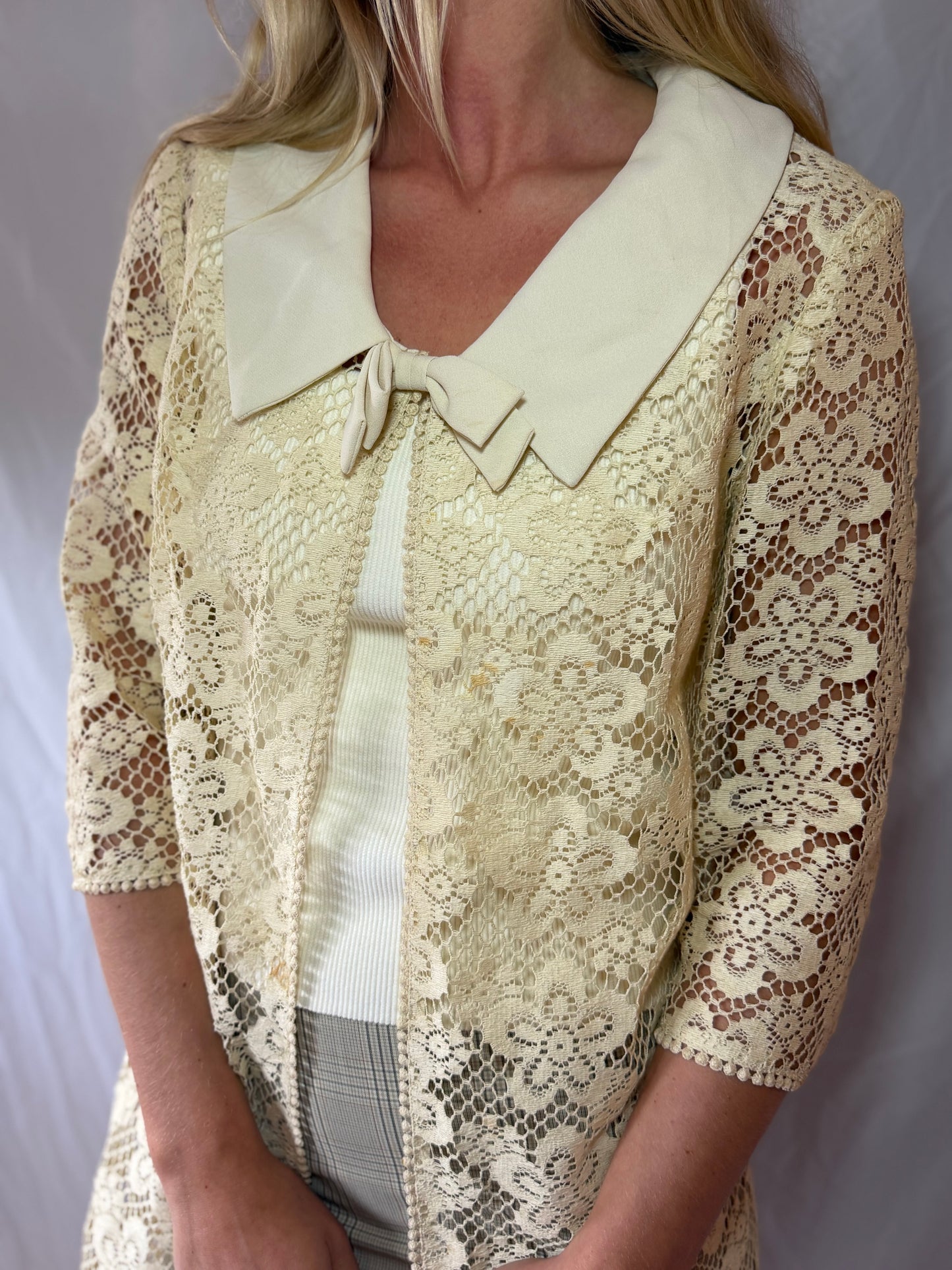 Cream Overlay | Vintage Lace Overlay, S/M