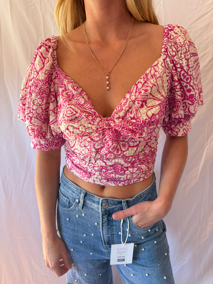 Maeve | Floral Cropped Tie Top, S/P