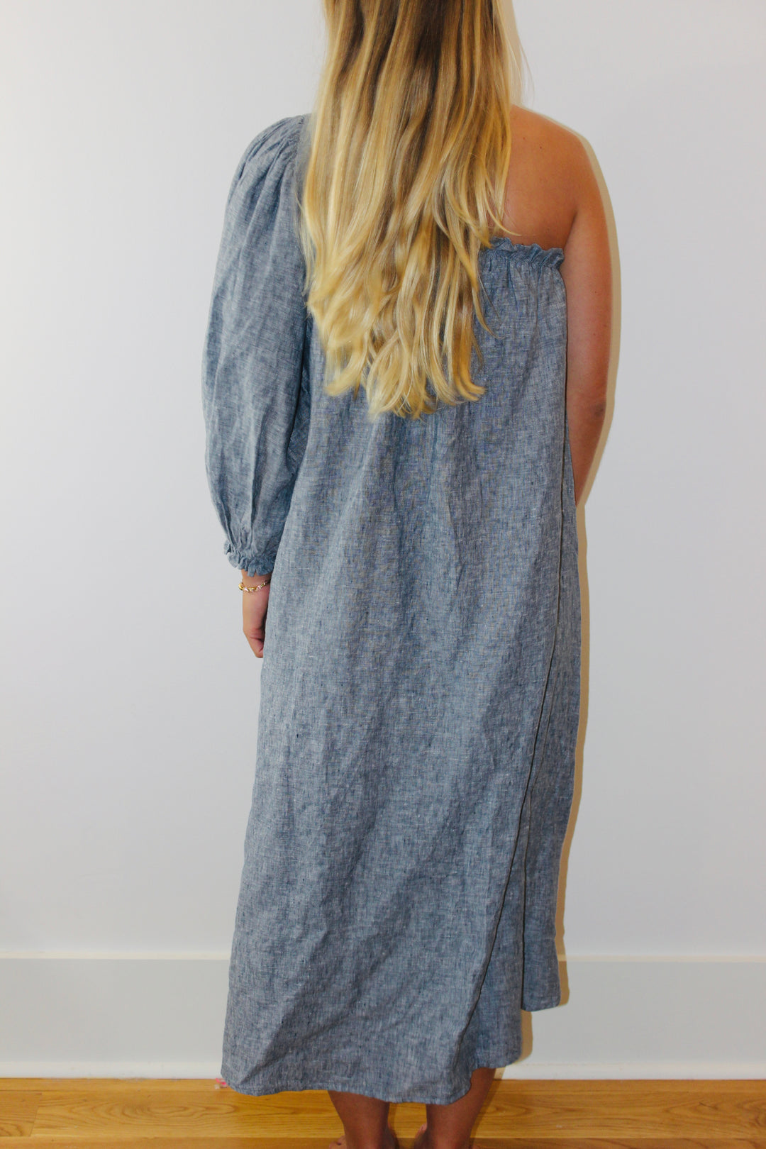 LAKE | One Shoulder Linen Milly Midi Dress, S