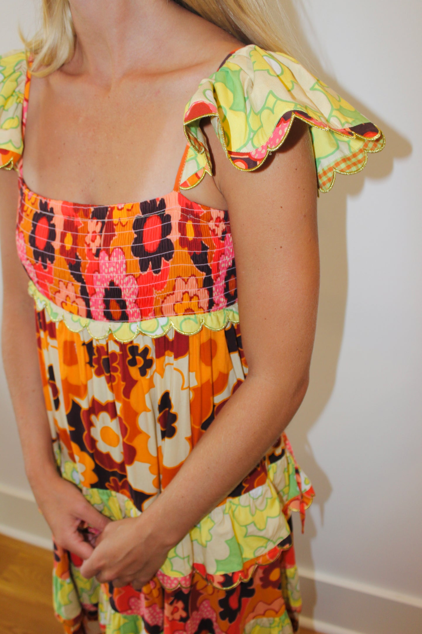 Celia B | Scalloped Sleeveless Maxi Dress, M