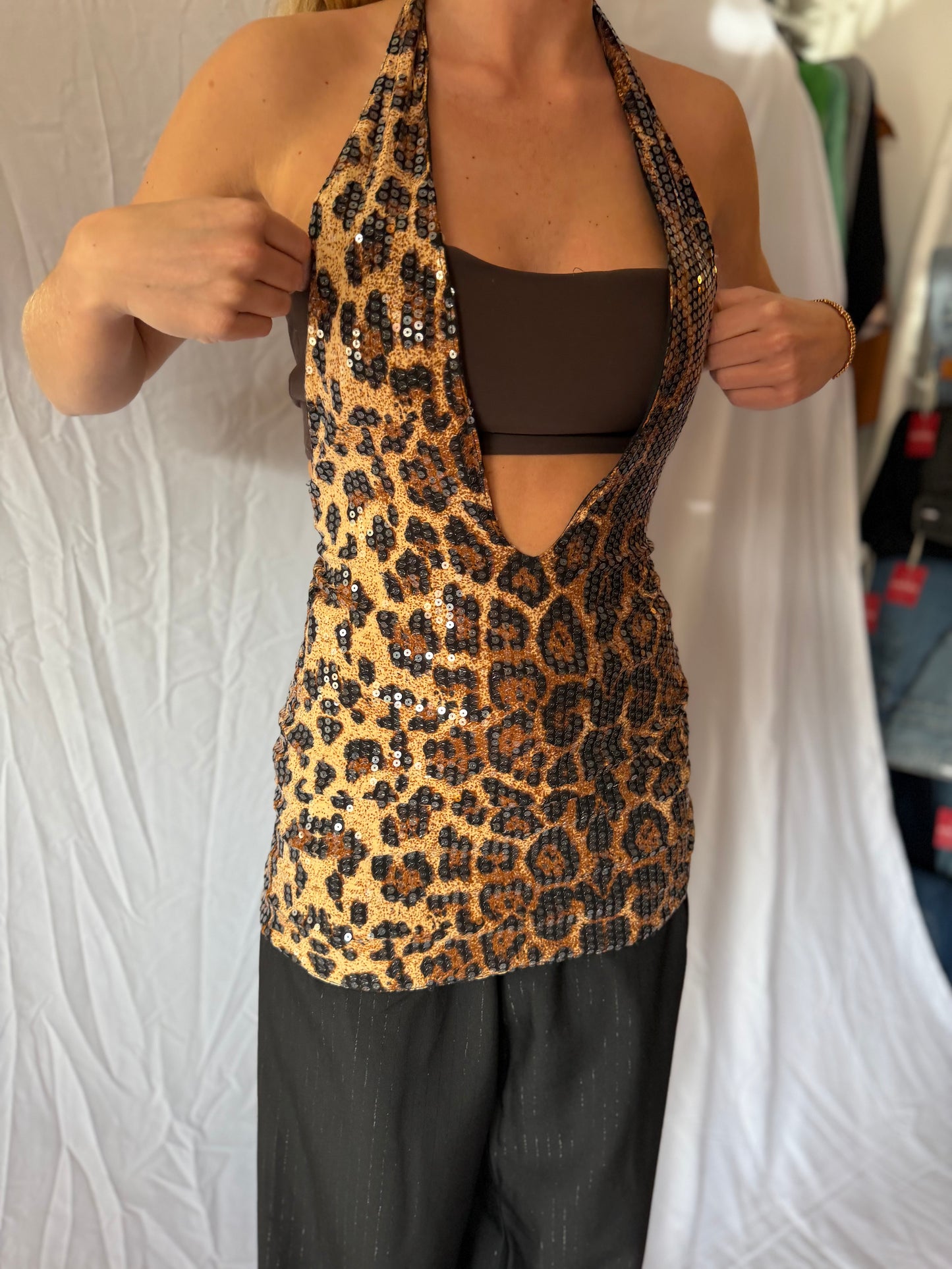 Shein | Sequin Leopard Top, XS
