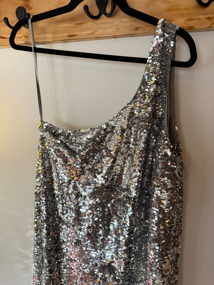 Anthropolgie |  One Shoulder Sequin Gown, M