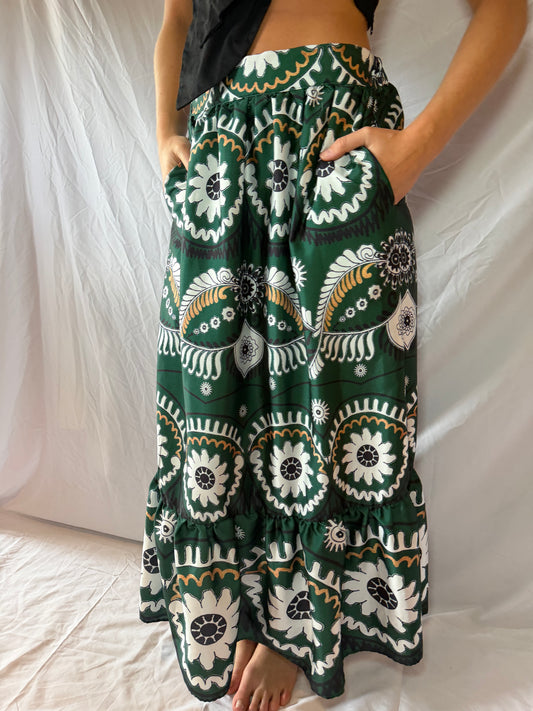 Philosophy | Patterned Midi Flowy Skirt, S/P