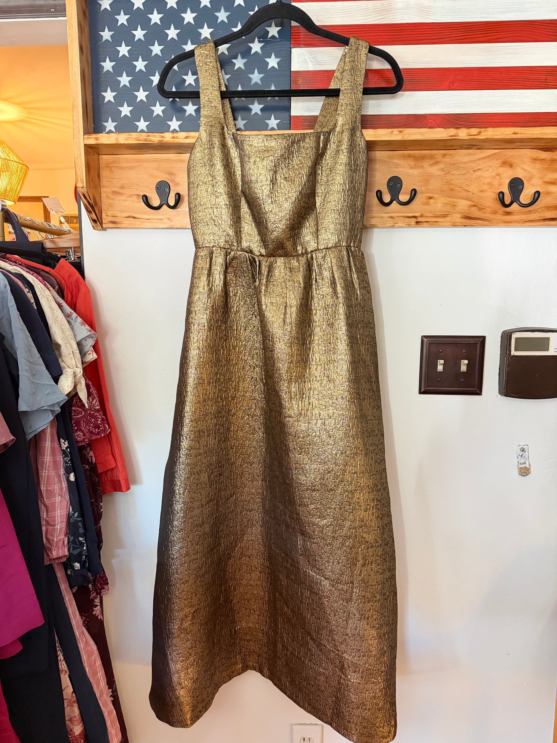 Tuckernuck Gold Textured Jacquard Esme Dress Gold / XXS Tuckernuck Gold Textured Jacquard Esme Dress Gold / XXS