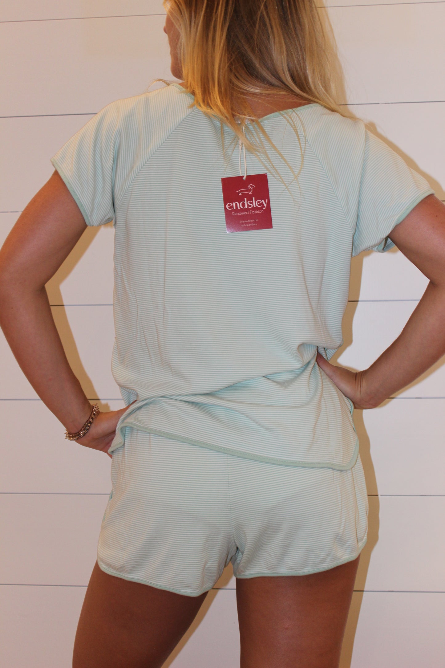 LAKE | Striped Pajama Shorts Set, L