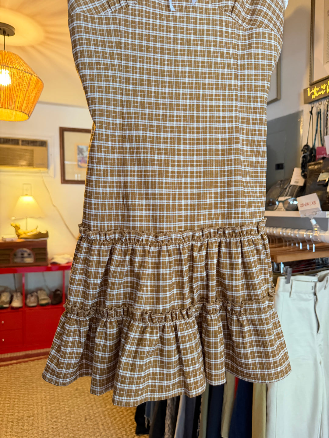Lioness | Gingham Ruffle Mini Dress, XS