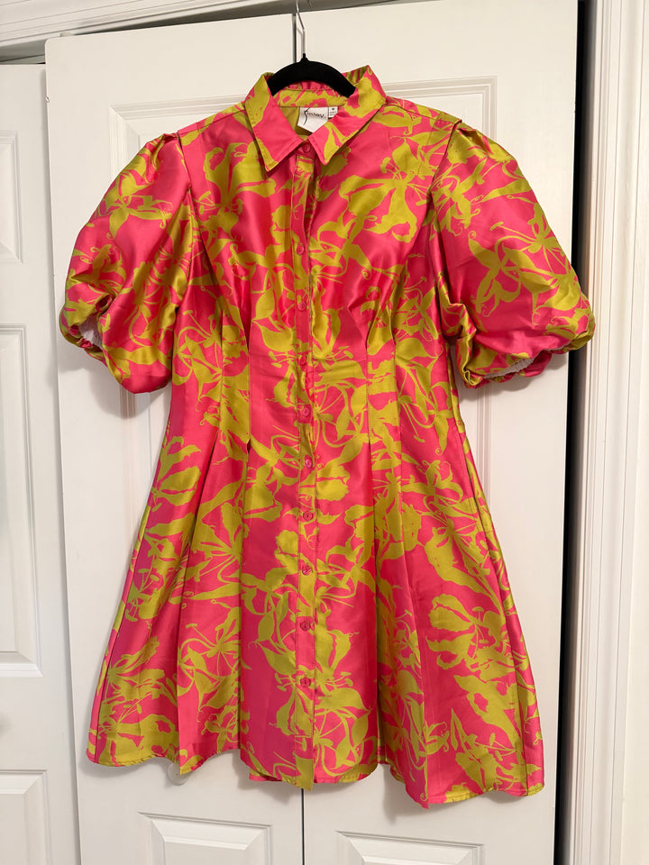 Finley | Pink / Citron Print Doll Dress, M