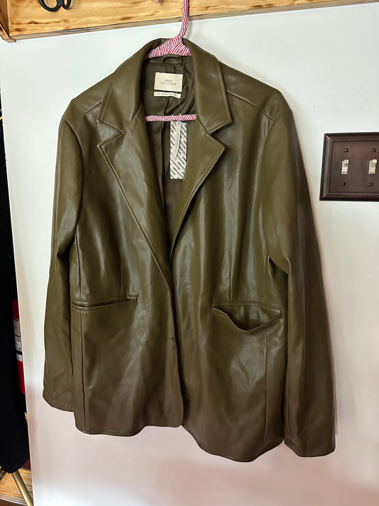 Urban Outfitters | Olive Green Pleather Blazer