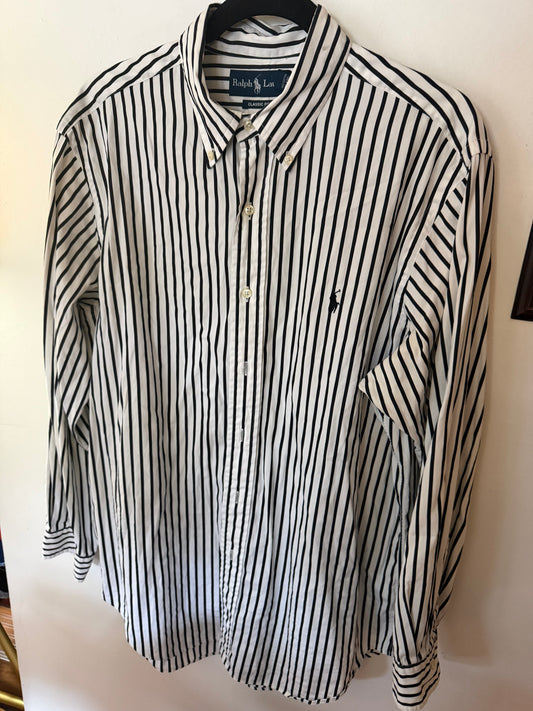 Ralph Lauren | Navy Striped Button Down, L