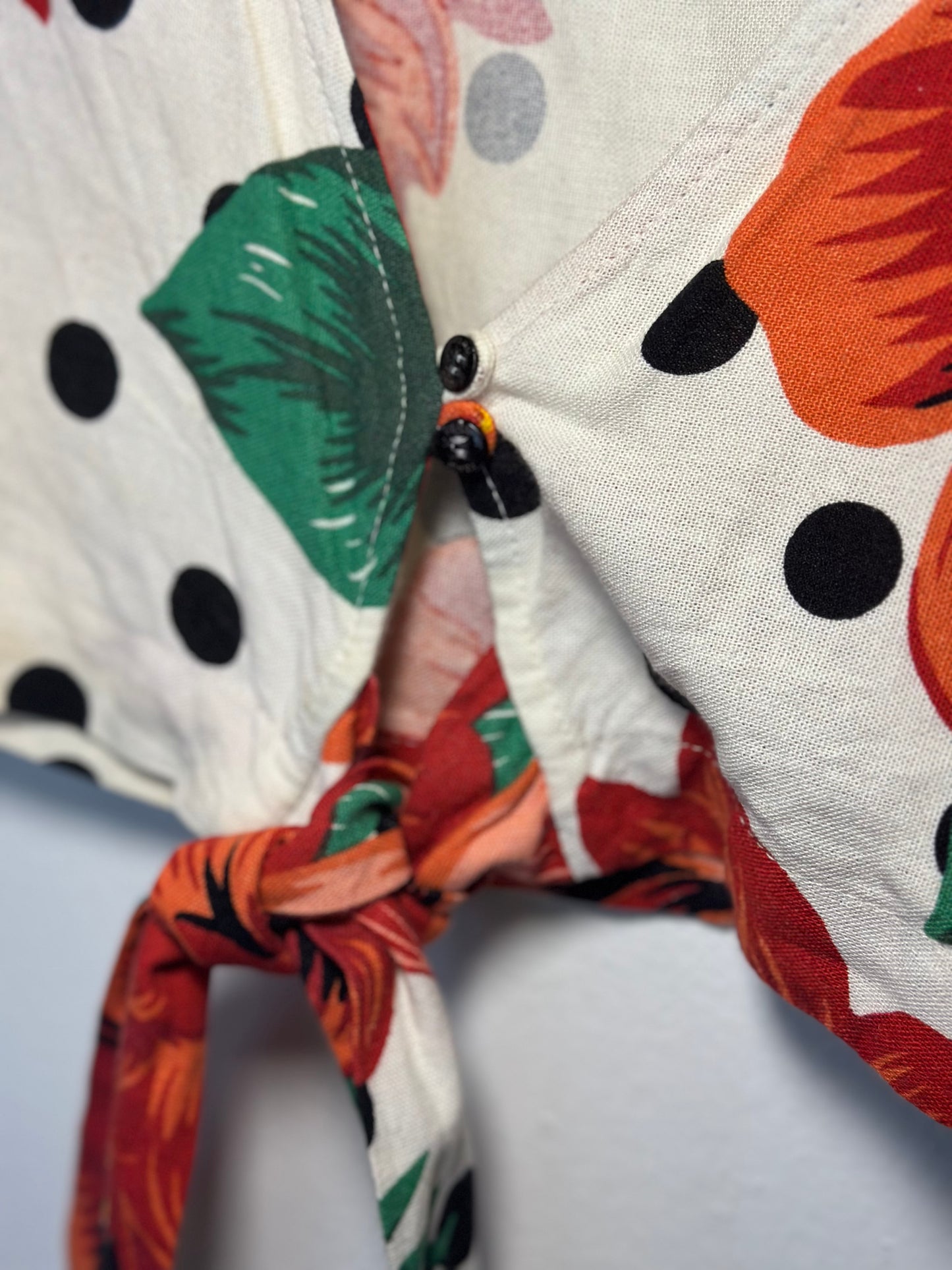 Farm Rio | Cropped Linen Polka Dot Floral Top