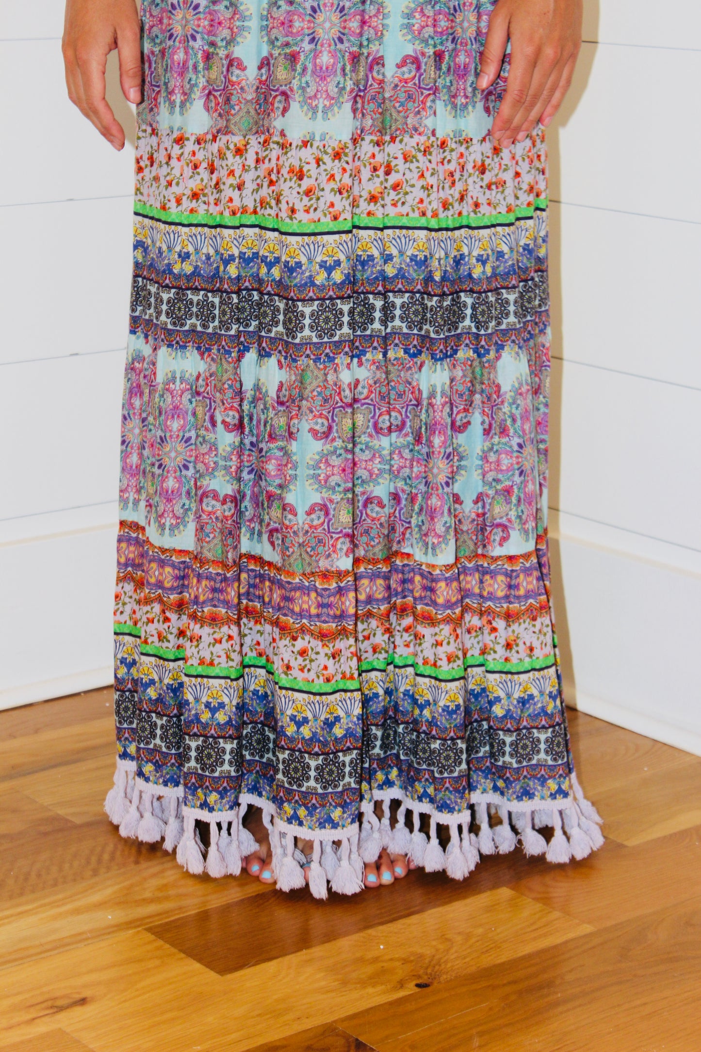 Alice + Olivia | Tassel Trim Maxi Dress, M