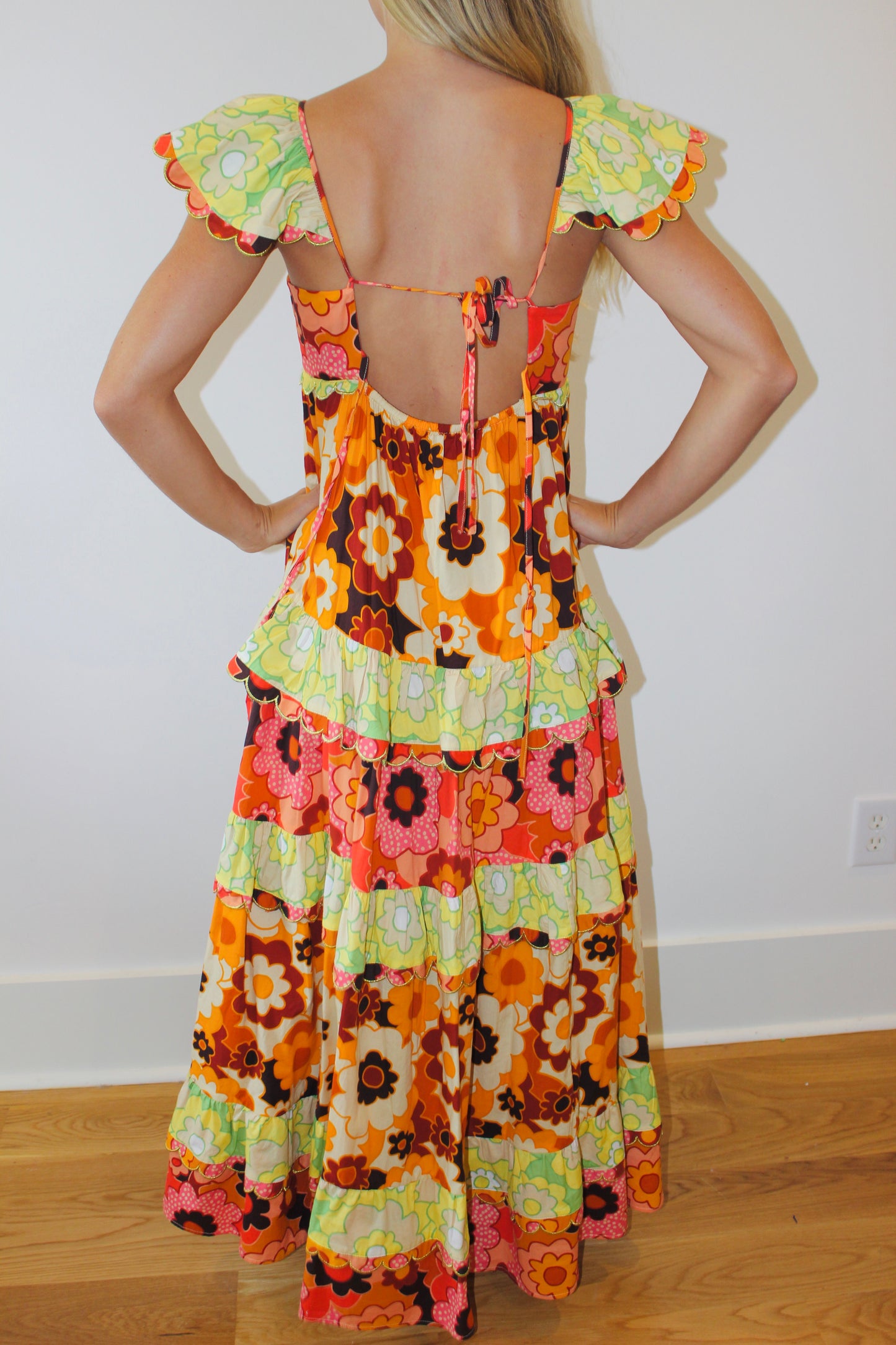 Celia B | Scalloped Sleeveless Maxi Dress, M