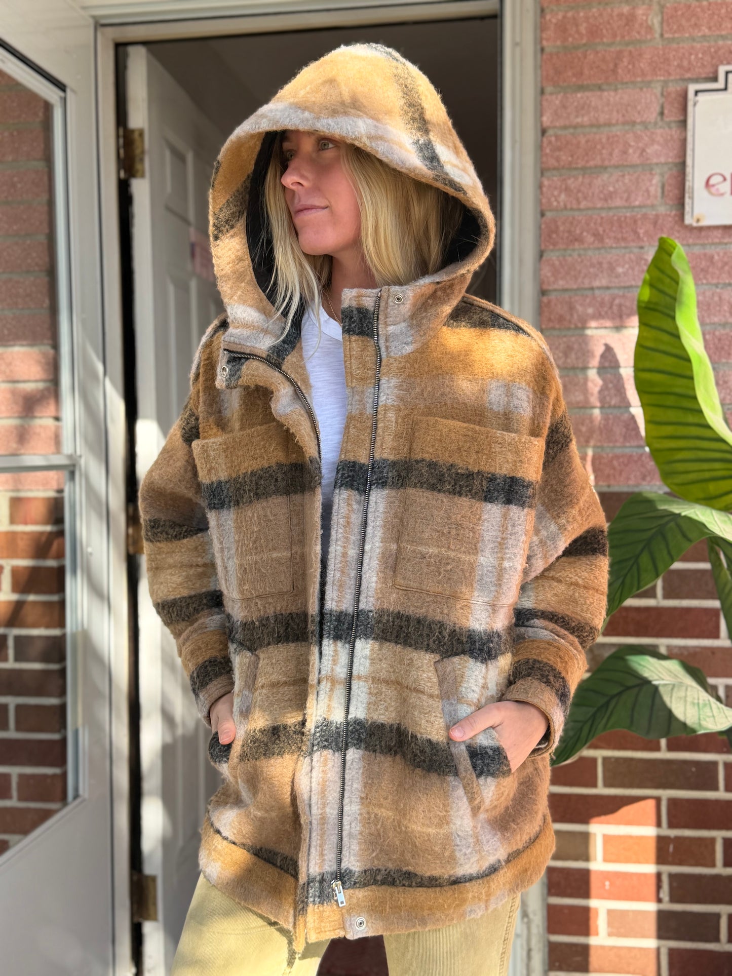 IRO Paris | Plaid Wool Blend Hooded Jacket, 34 (US 2)