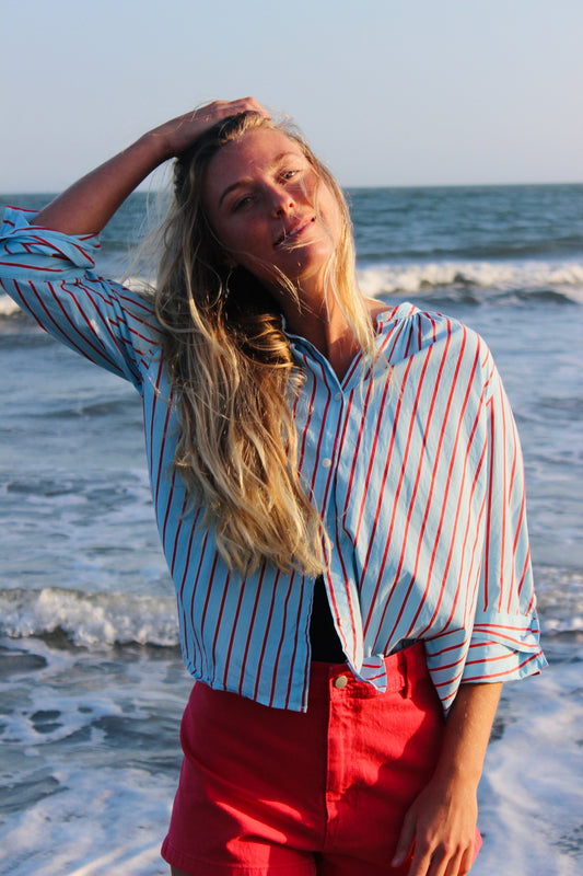 Voyageur by Mersea | Striped Button Up Blouse, S