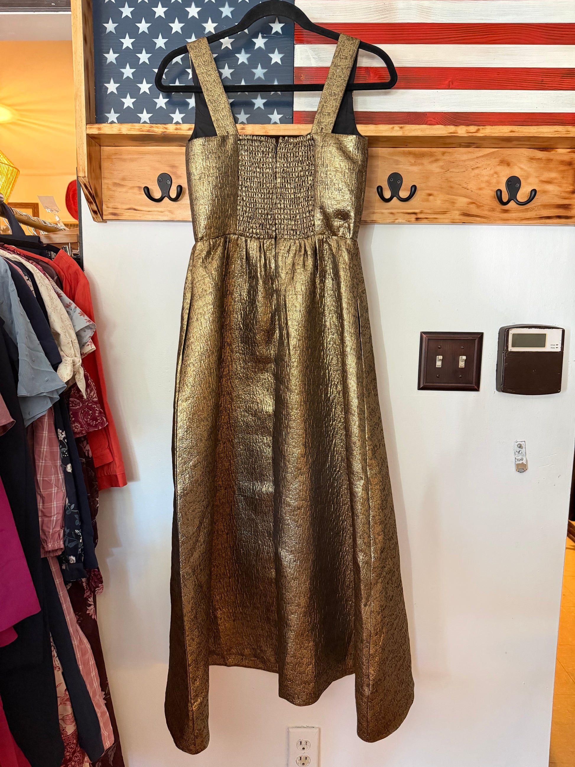 Tuckernuck Gold Textured Jacquard Esme Dress Gold / XXS Tuckernuck Gold Textured Jacquard Esme Dress Gold / XXS