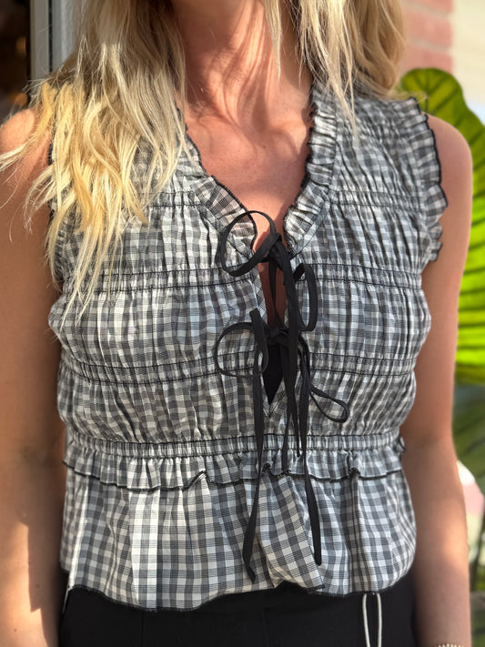 Rails | Ivory Jet Gingham Top, XXS