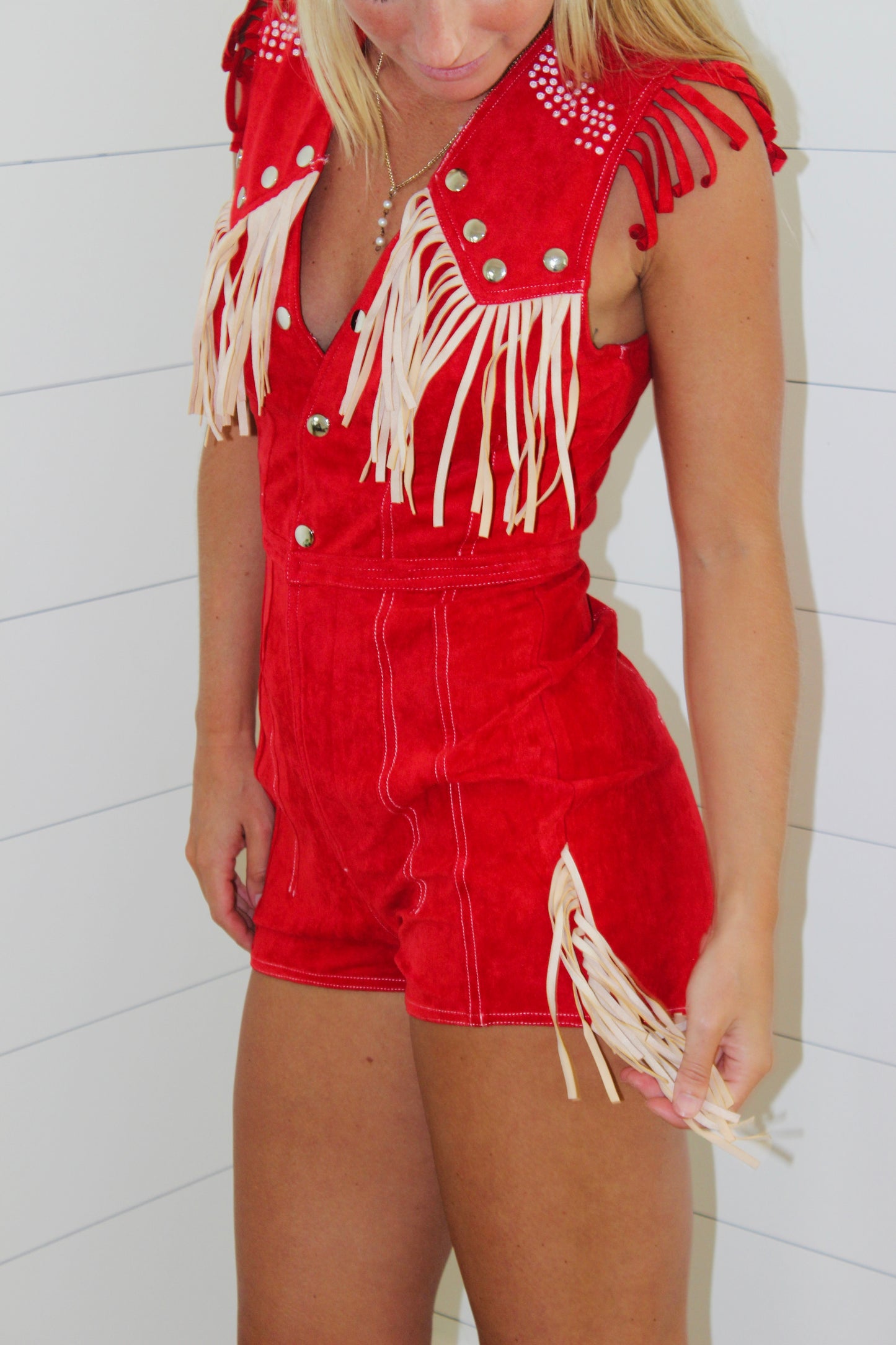 Oyrosy | Suede Fringe Romper, S